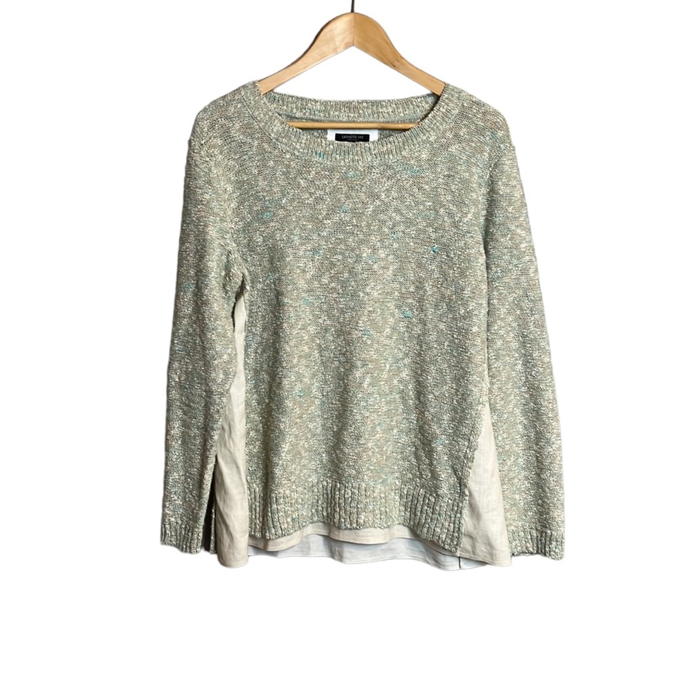 Lafayette 148 NY  Knit Sweater Linen Sides Size L